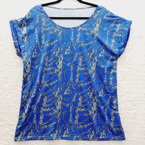 Blouse Size 1X Royal Rhinestone Going-Out Top Luxe Elegant Chic Whimsycore Y2K